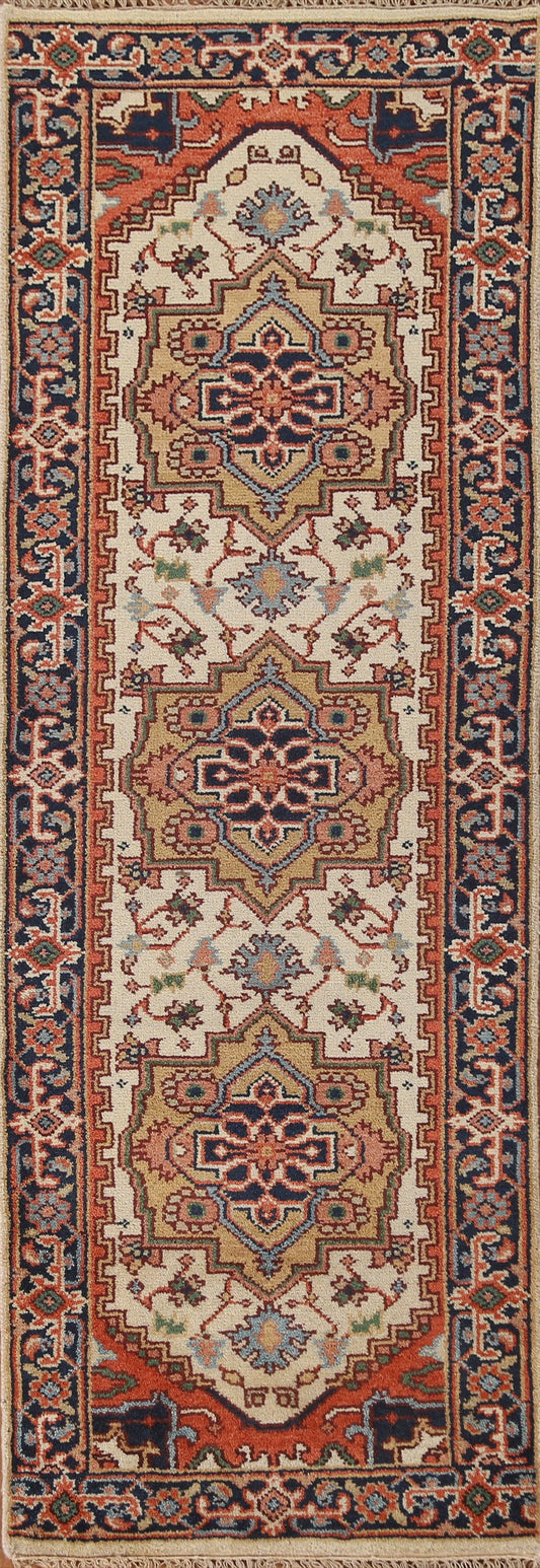 Geometric Heriz Serapi Oriental Runner Rug 3x8