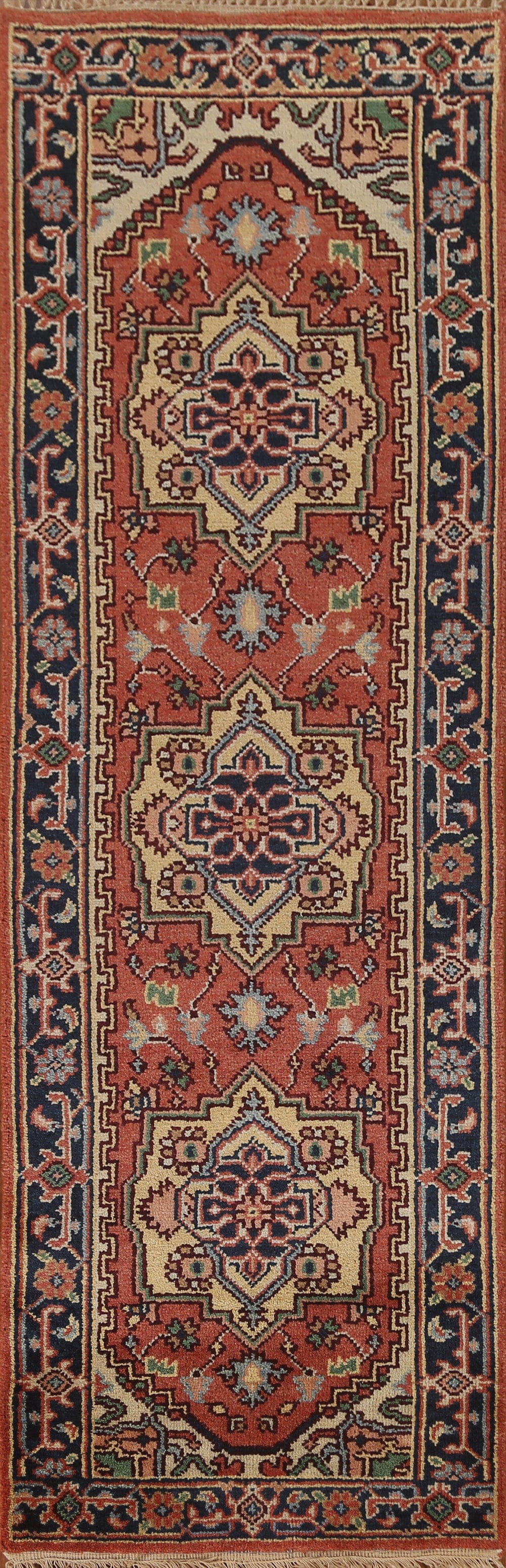 Geometric Heriz Serapi Oriental Runner Rug 3x8