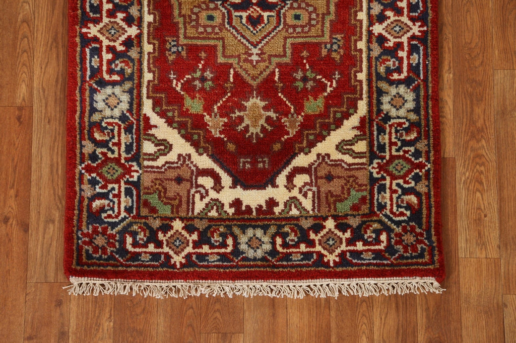 Red Heriz Serapi Oriental Runner Rug 2x8