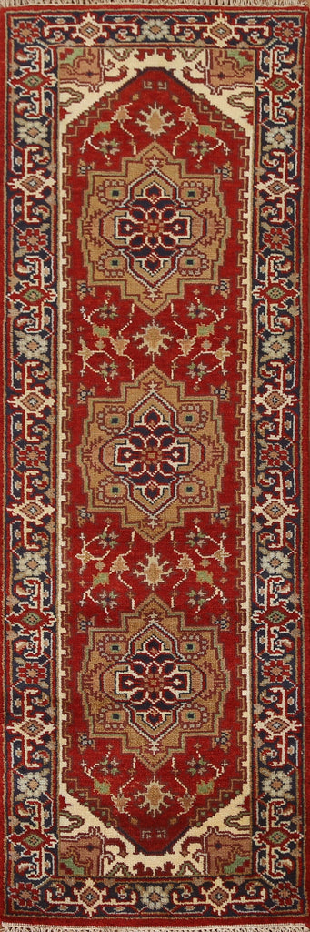 Red Heriz Serapi Oriental Runner Rug 2x8