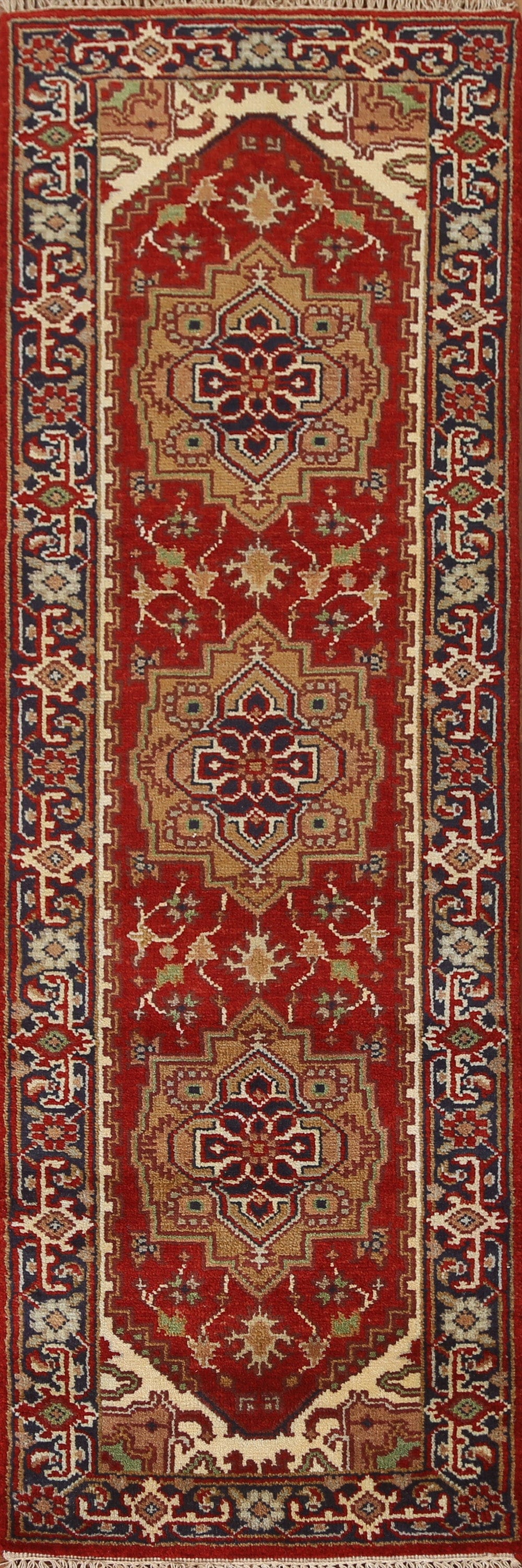 Red Heriz Serapi Oriental Runner Rug 2x8