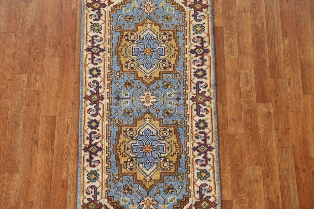 Light Blue Heriz Serapi Oriental Runner Rug 2x6