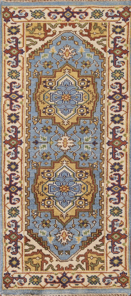 Light Blue Heriz Serapi Oriental Runner Rug 2x6