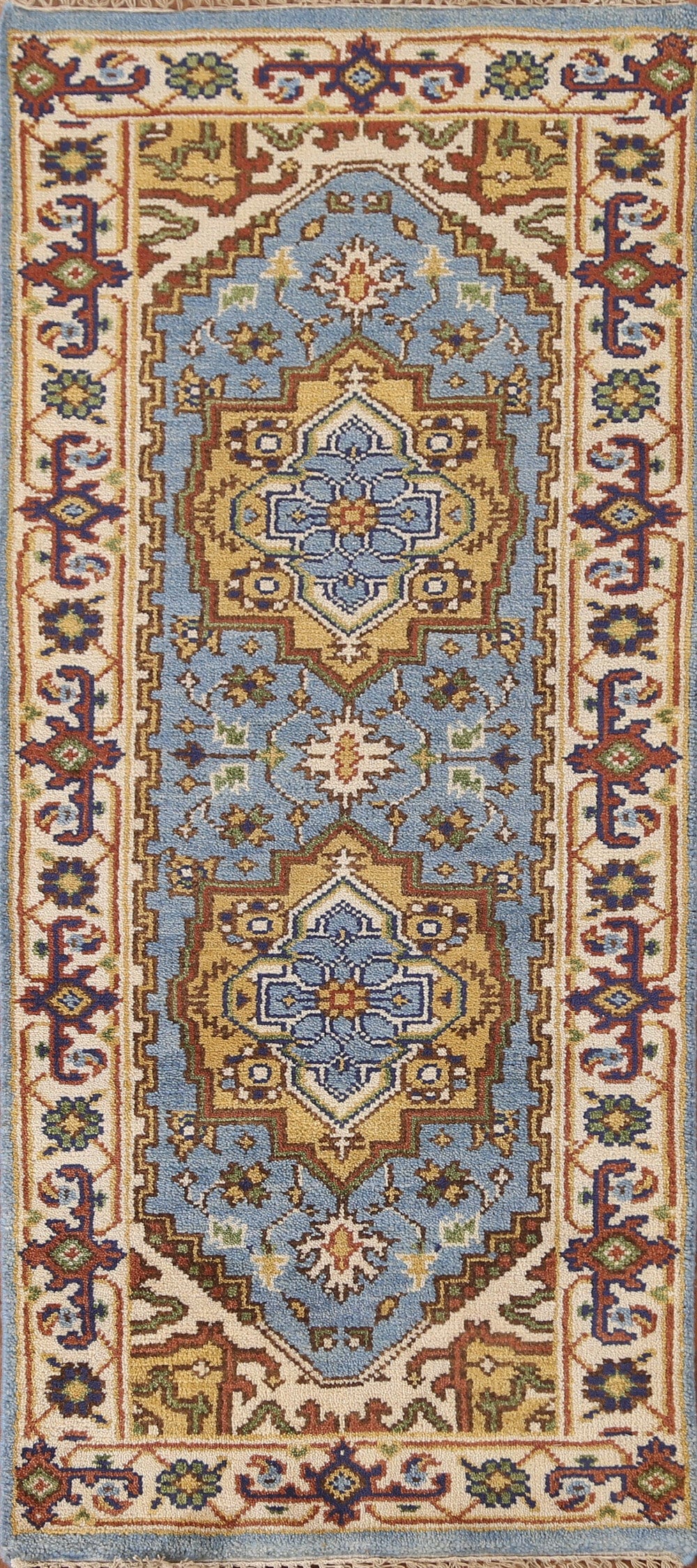 Light Blue Heriz Serapi Oriental Runner Rug 2x6