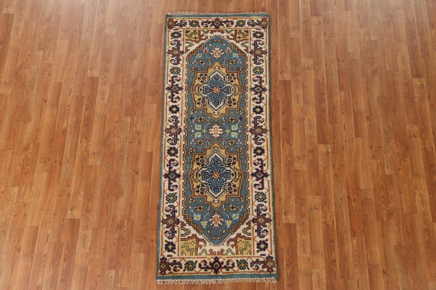 Light Blue Heriz Serapi Oriental Runner Rug 2x6