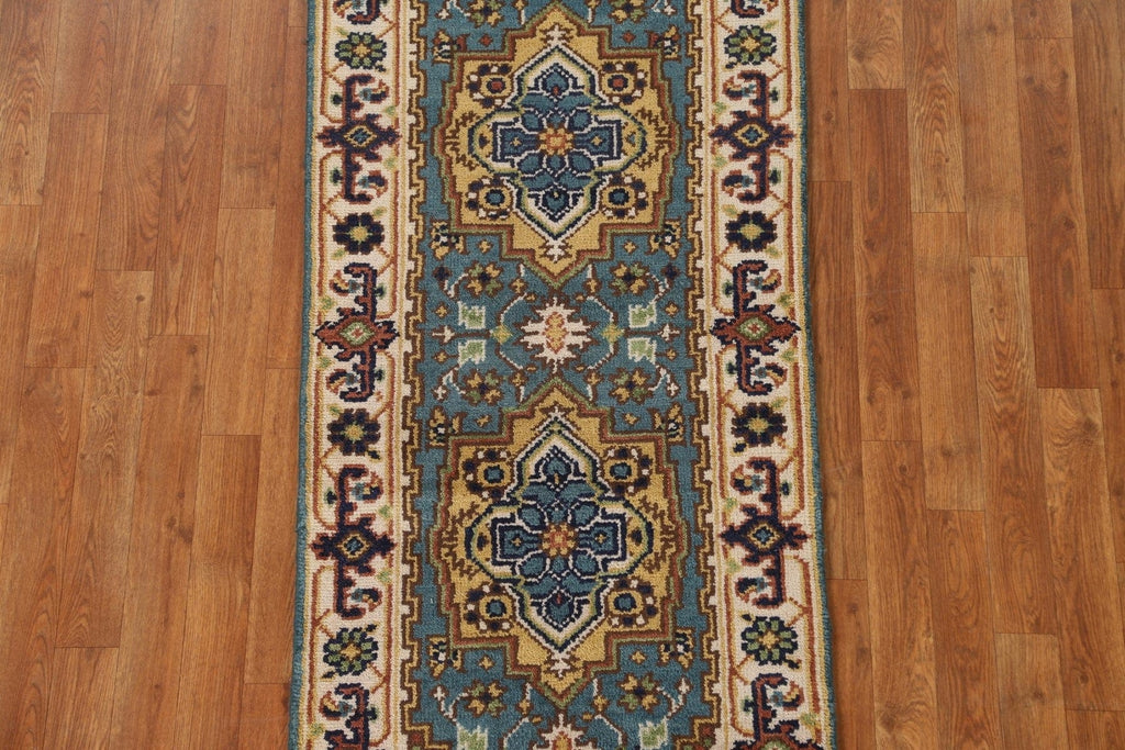 Light Blue Heriz Serapi Oriental Runner Rug 2x6