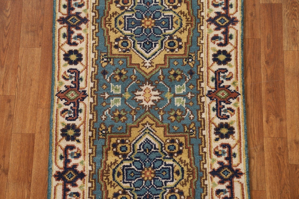 Light Blue Heriz Serapi Oriental Runner Rug 2x6