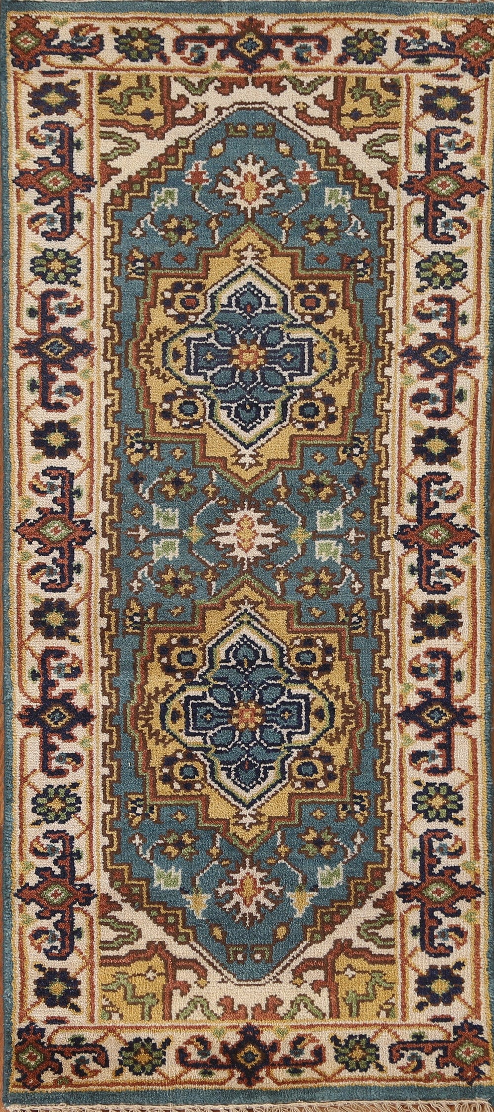 Light Blue Heriz Serapi Oriental Runner Rug 2x6