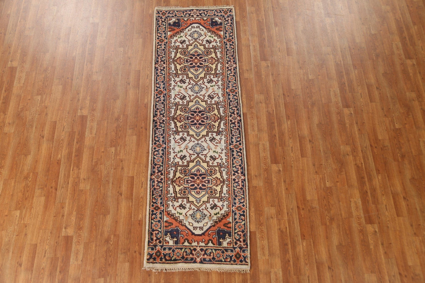 Geometric Heriz Serapi Oriental Runner Rug 3x8