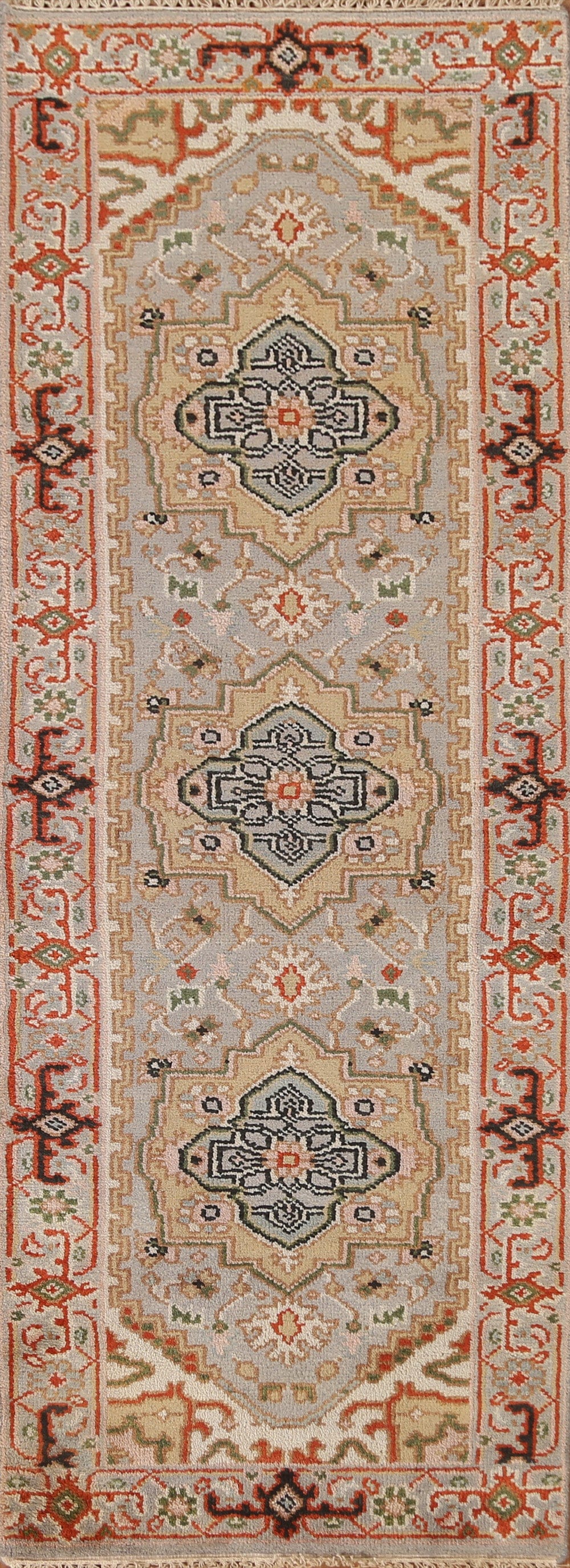 Geometric Heriz Serapi Oriental Runner Rug 3x8