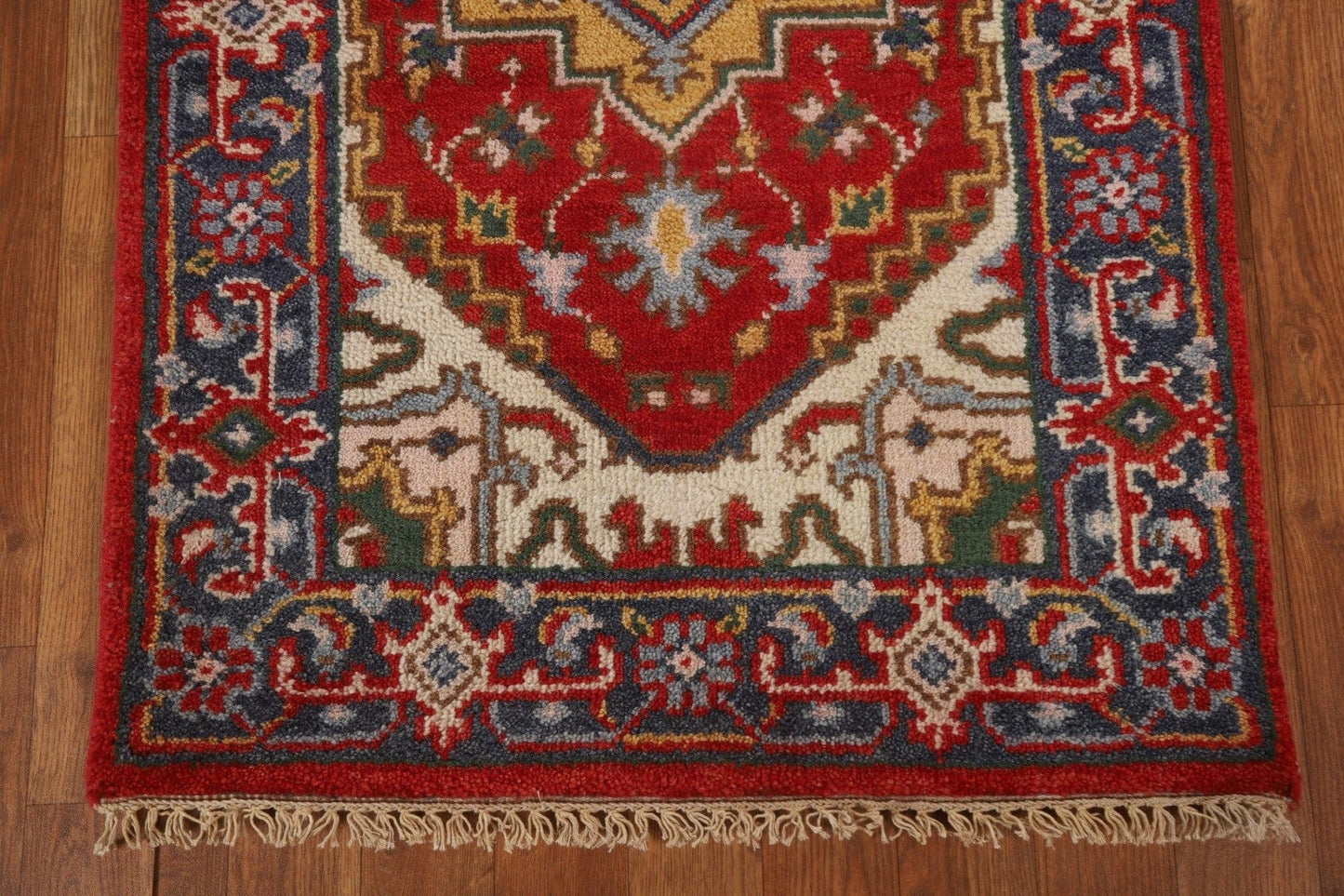 Red Wool Heriz Serapi Oriental Runner Rug 2x8