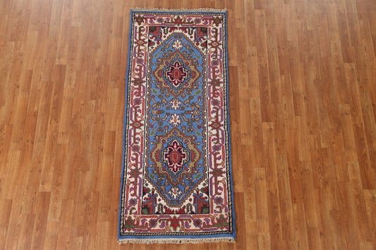 Blue Geometric Heriz Serapi Oriental Area Rug 3x6