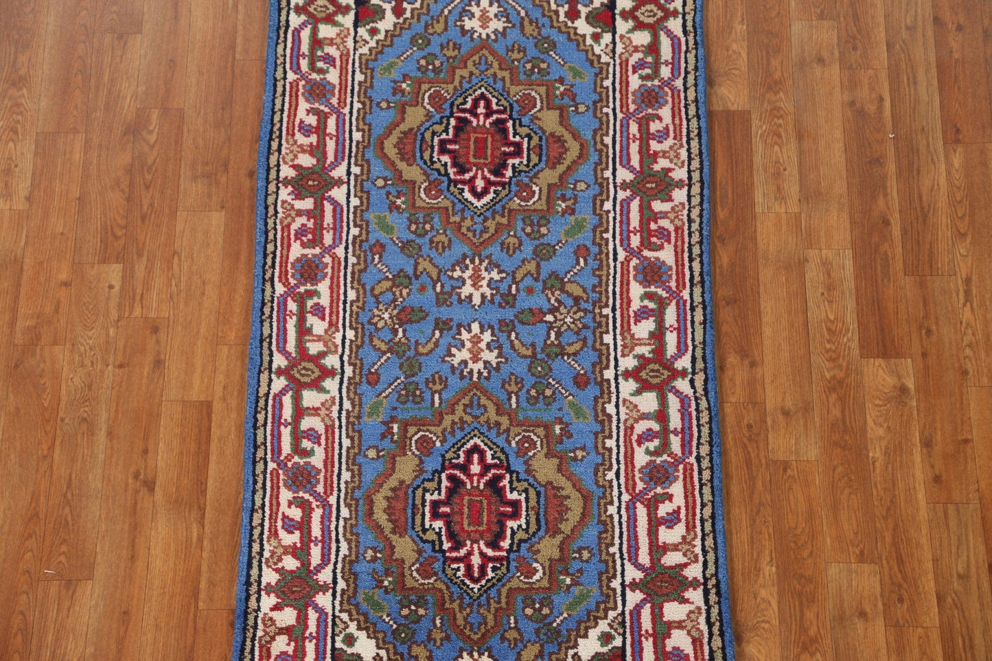 Blue Geometric Heriz Serapi Oriental Area Rug 3x6