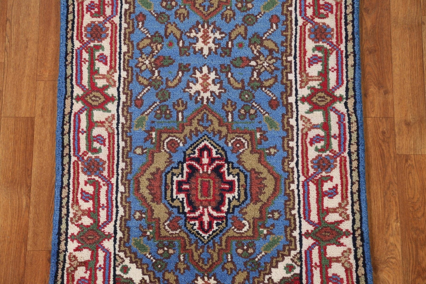 Blue Geometric Heriz Serapi Oriental Area Rug 3x6