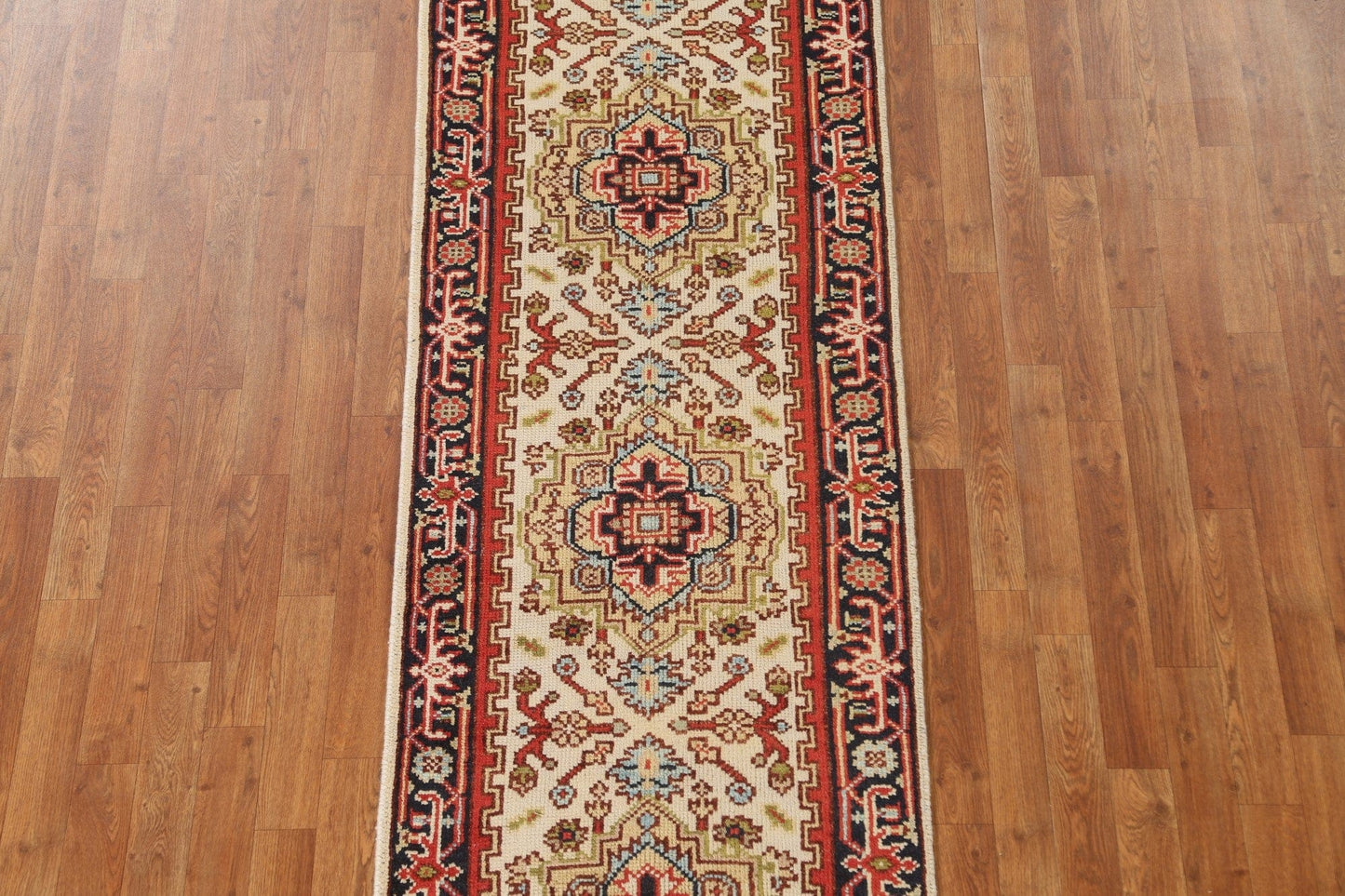 Hand-Knotted Heriz Serapi Oriental Runner Rug 3x10