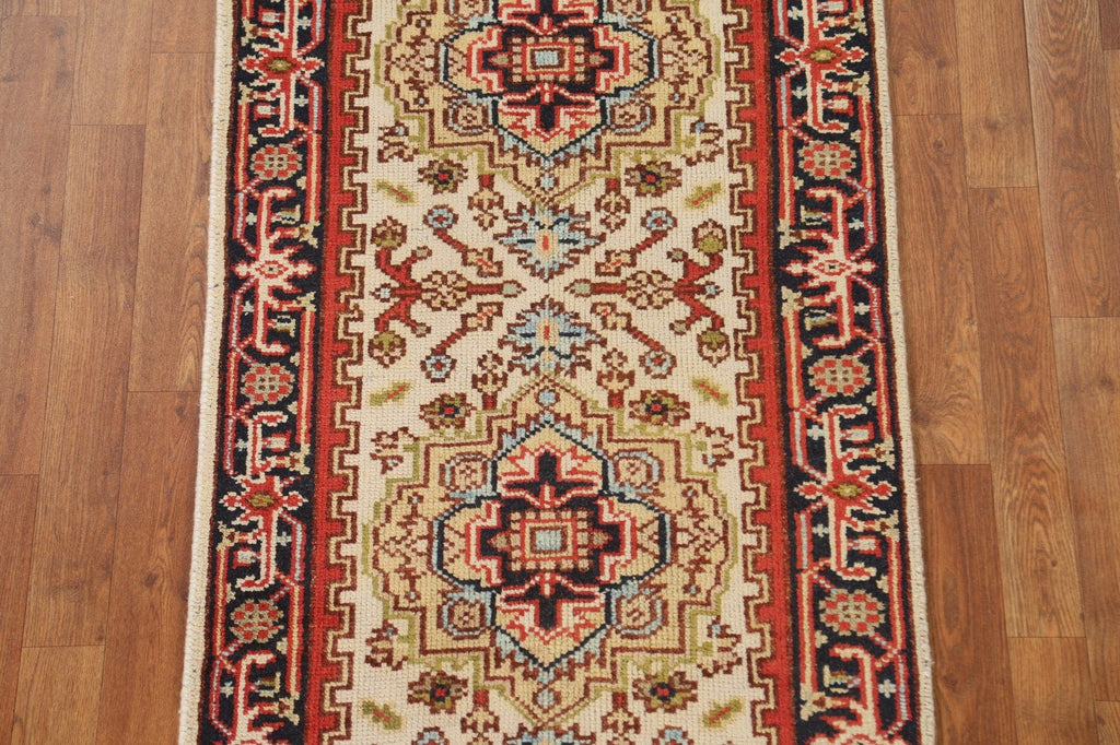 Hand-Knotted Heriz Serapi Oriental Runner Rug 3x10