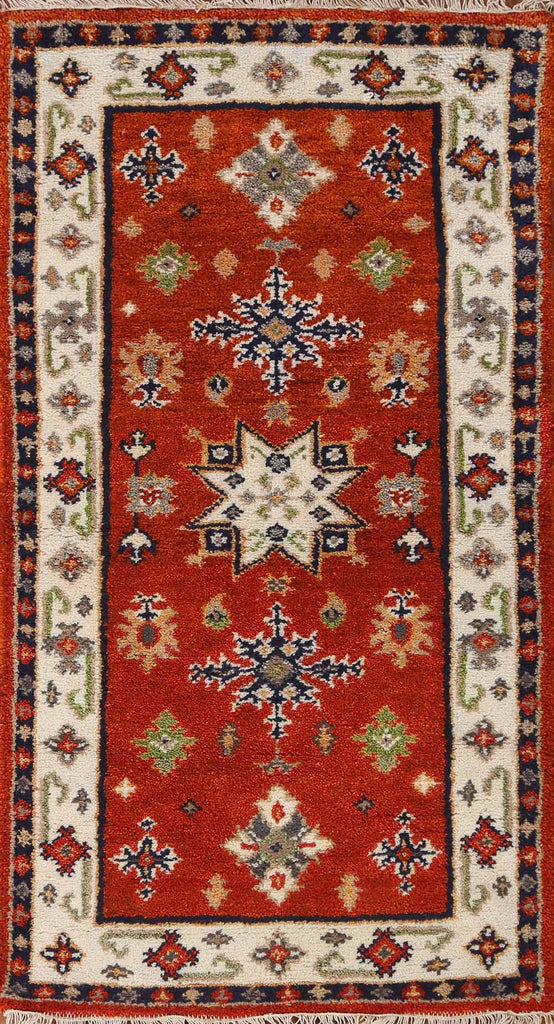 Geometric Kazak Oriental Runner Rug 2x5