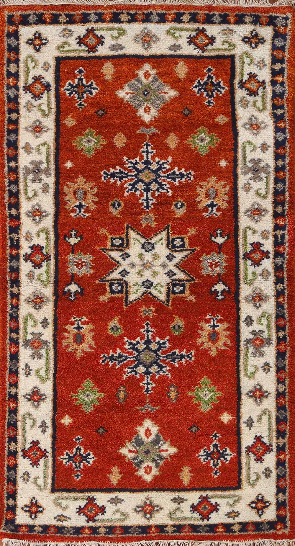 Geometric Kazak Oriental Runner Rug 2x5