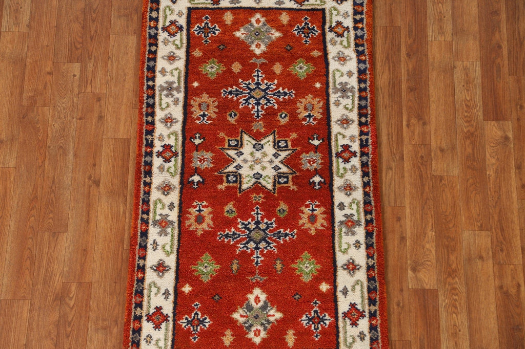 Geometric Kazak Oriental Runner Rug 2x5