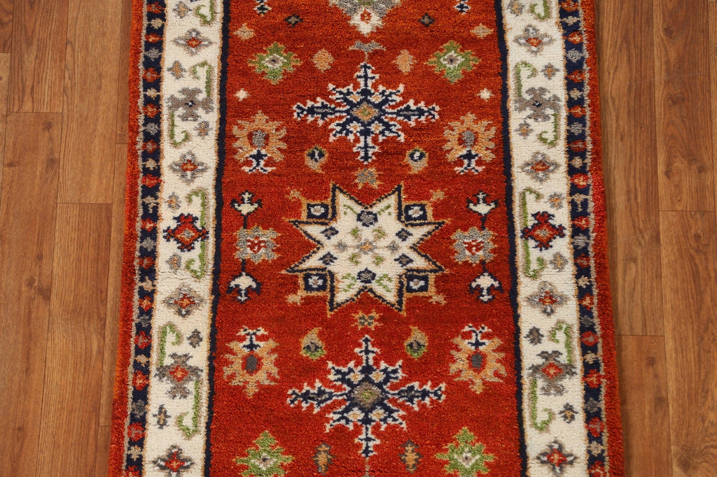 Geometric Kazak Oriental Runner Rug 2x5