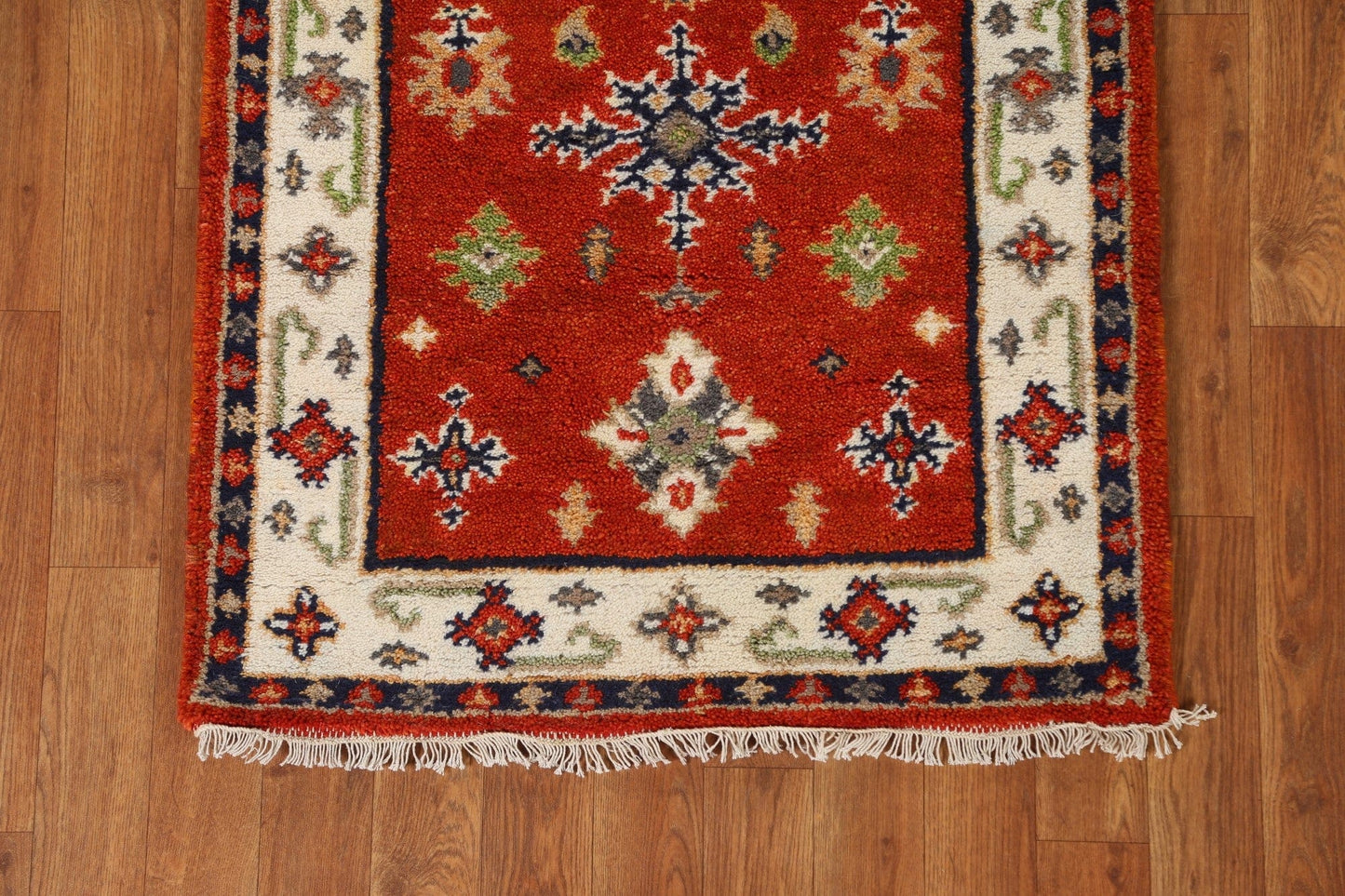 Geometric Kazak Oriental Runner Rug 2x5