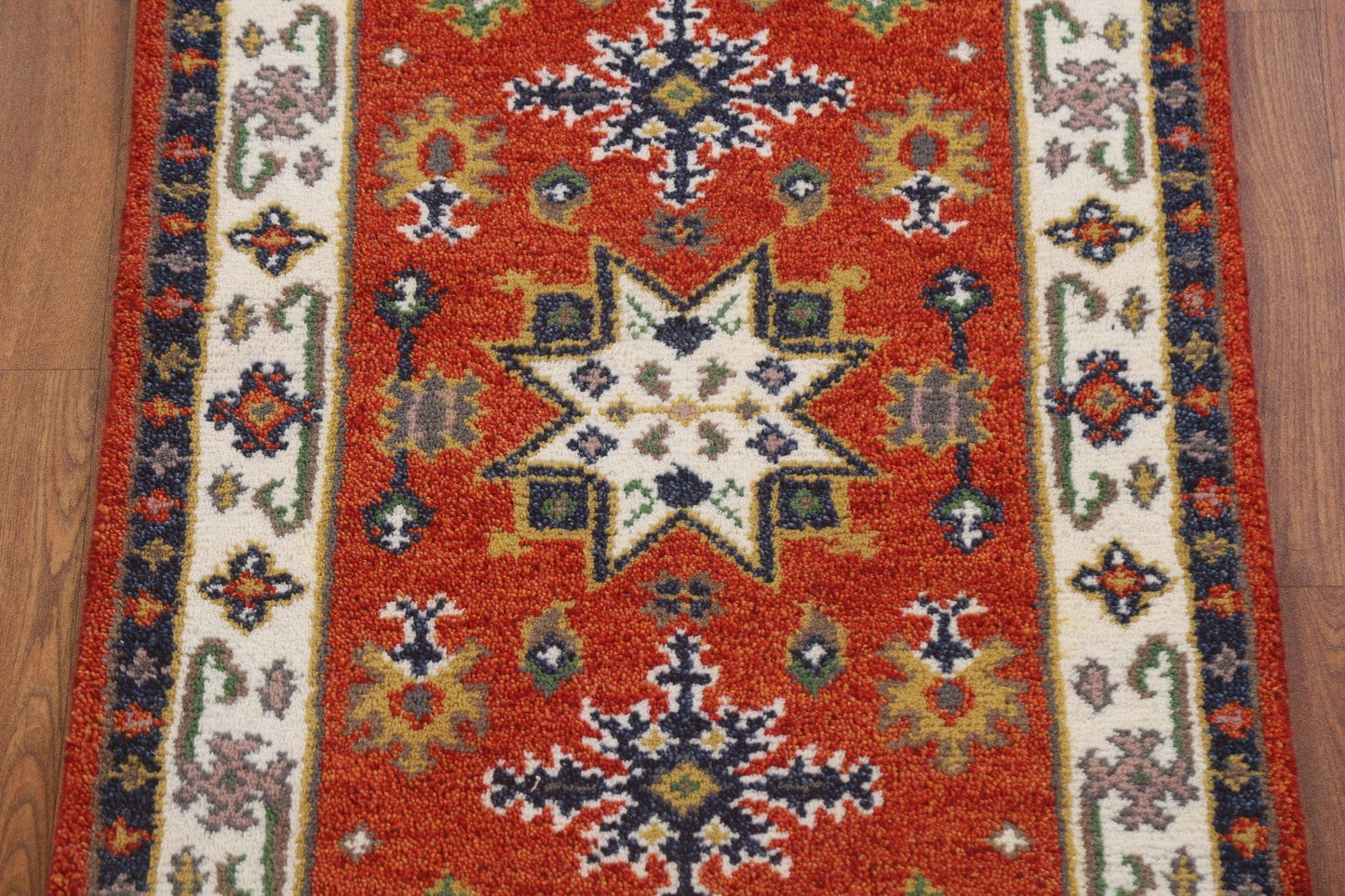 Hand-Knotted Wool Kazak Oriental Runner Rug 2x5