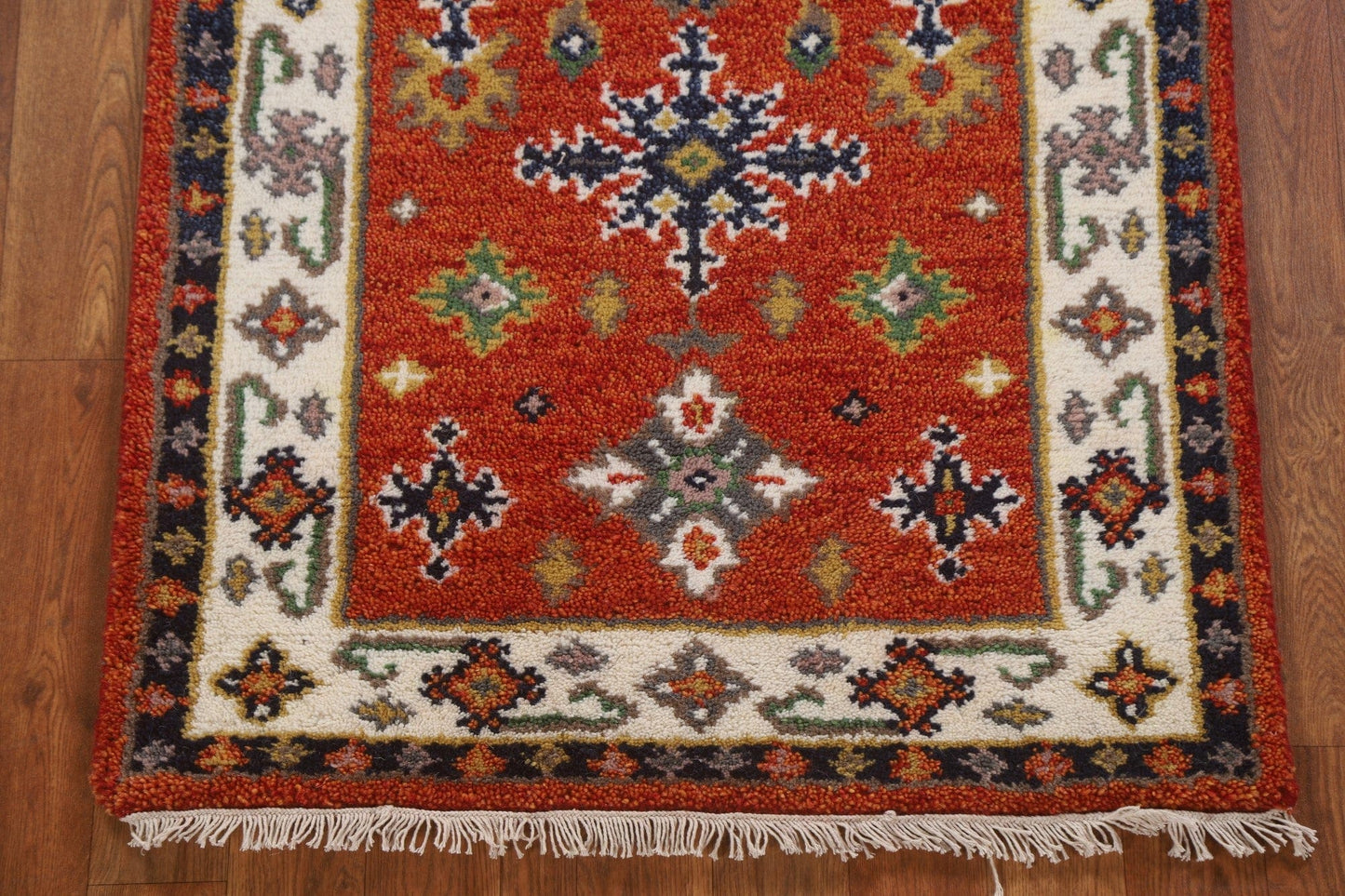 Hand-Knotted Wool Kazak Oriental Runner Rug 2x5