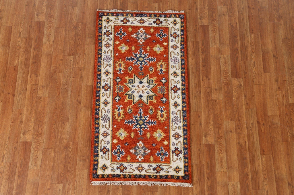 Handmade Wool Kazak Oriental Runner Rug 2x5