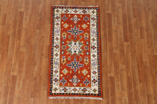 Handmade Wool Kazak Oriental Runner Rug 2x5