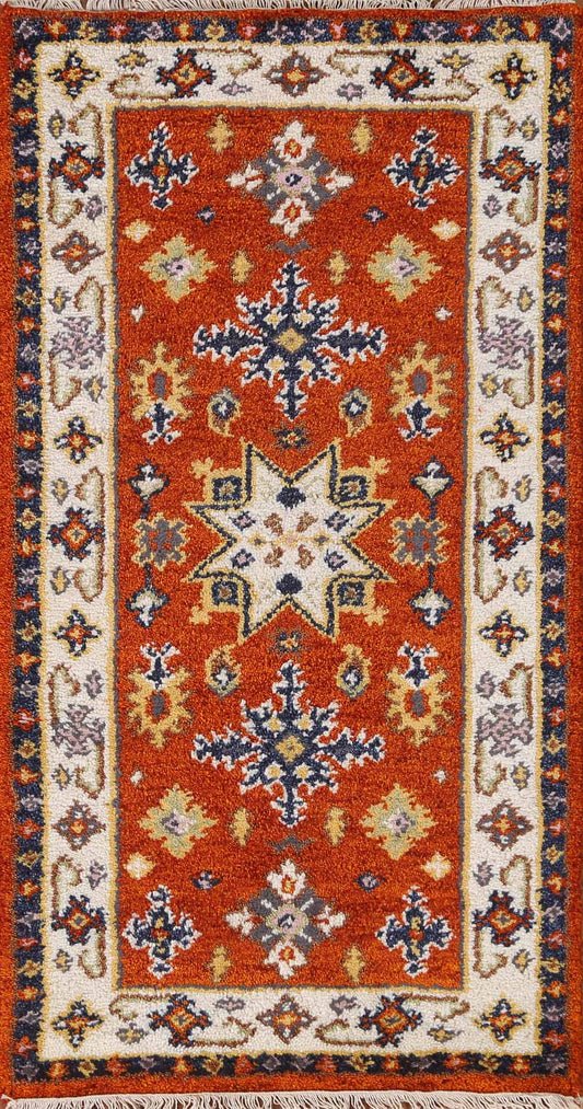 Handmade Wool Kazak Oriental Runner Rug 2x5