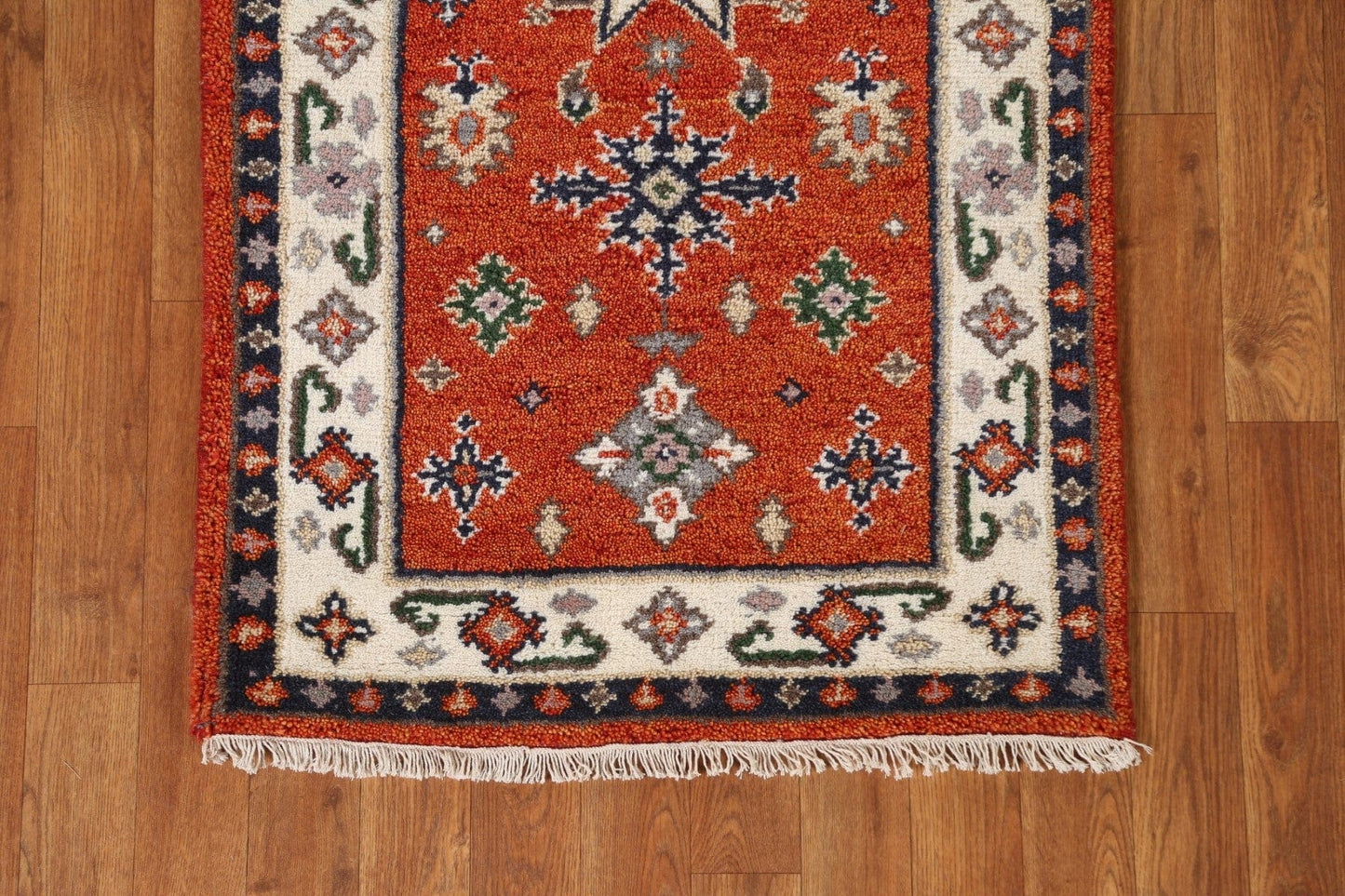 Geometric Wool Kazak Oriental Runner Rug 2x5