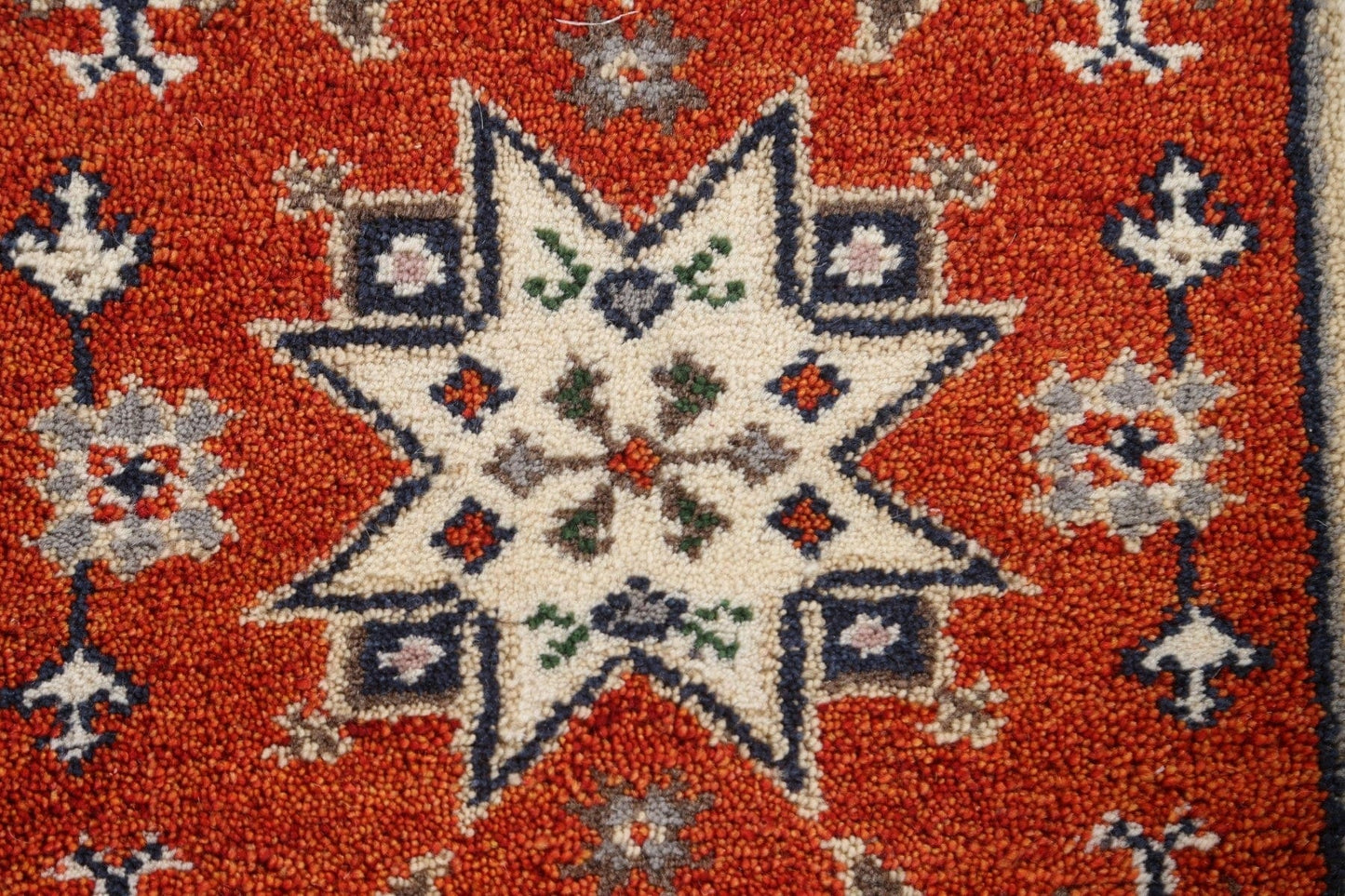 Geometric Wool Kazak Oriental Runner Rug 2x5