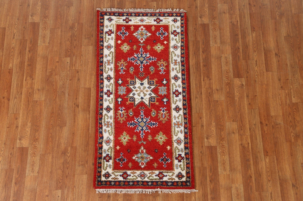 Geometric Kazak Oriental Runner Rug 2x5