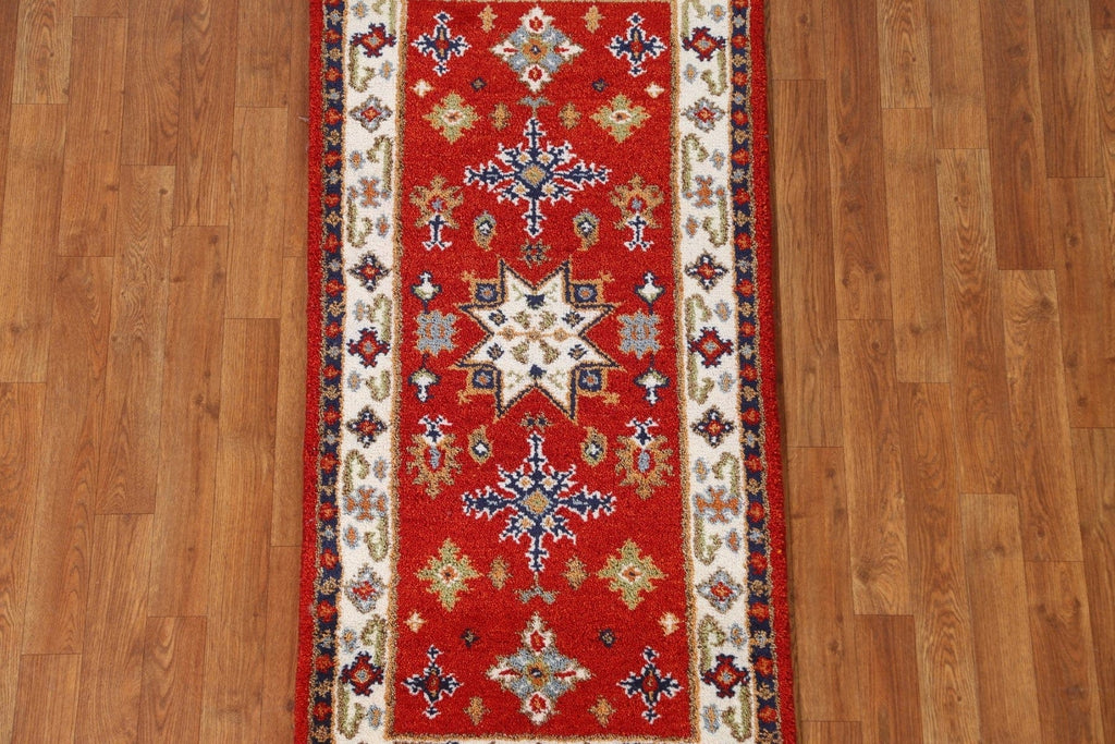 Geometric Kazak Oriental Runner Rug 2x5