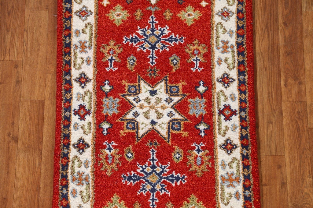 Geometric Kazak Oriental Runner Rug 2x5