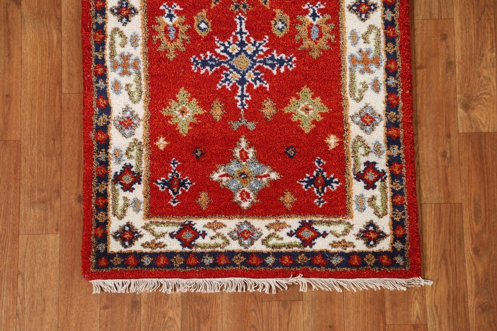 Geometric Kazak Oriental Runner Rug 2x5