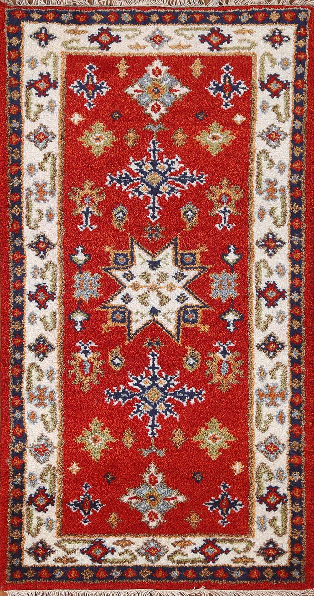 Geometric Kazak Oriental Runner Rug 2x5