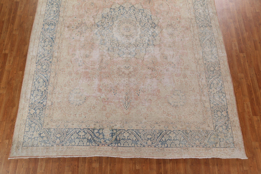 Distressed Wool Kerman Persian Area Rug 10x13