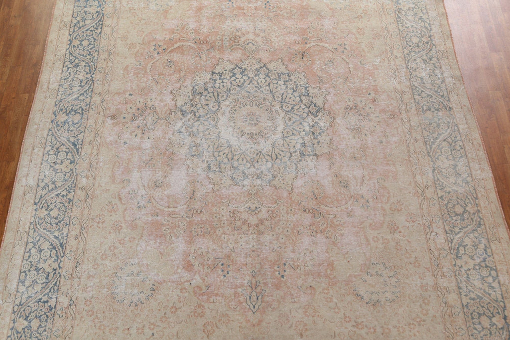 Distressed Wool Kerman Persian Area Rug 10x13