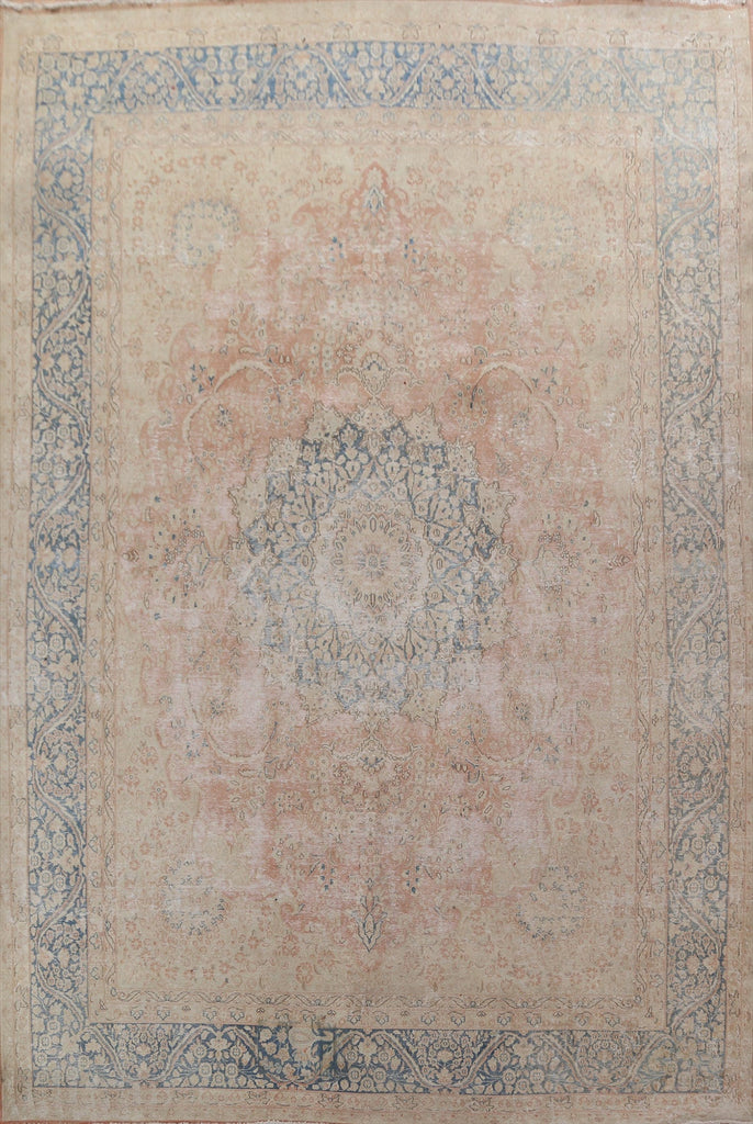 Distressed Wool Kerman Persian Area Rug 10x13