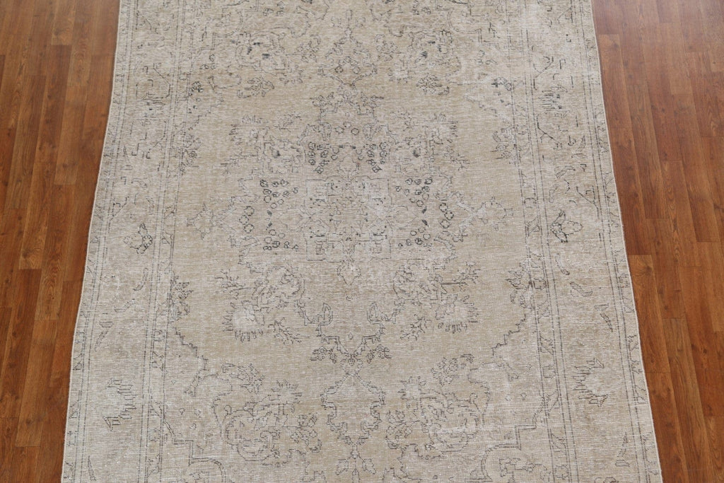 Antique Distressed Tabriz Persian Area Rug 7x10