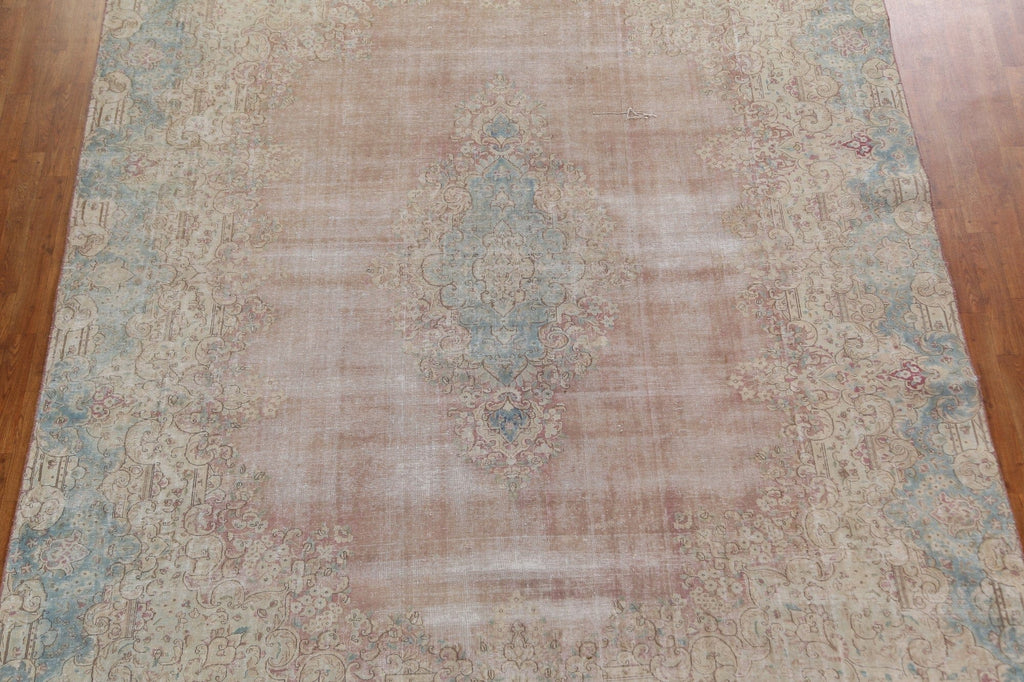 Distressed Wool Kerman Persian Area Rug 9x13