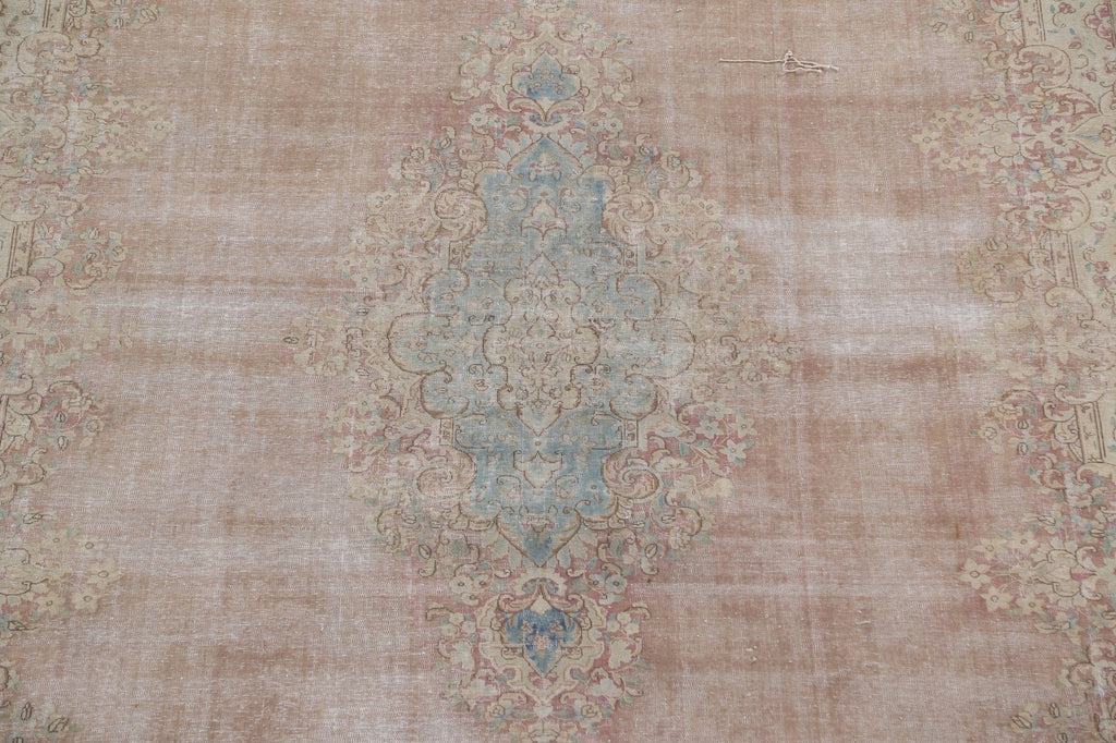 Distressed Wool Kerman Persian Area Rug 9x13