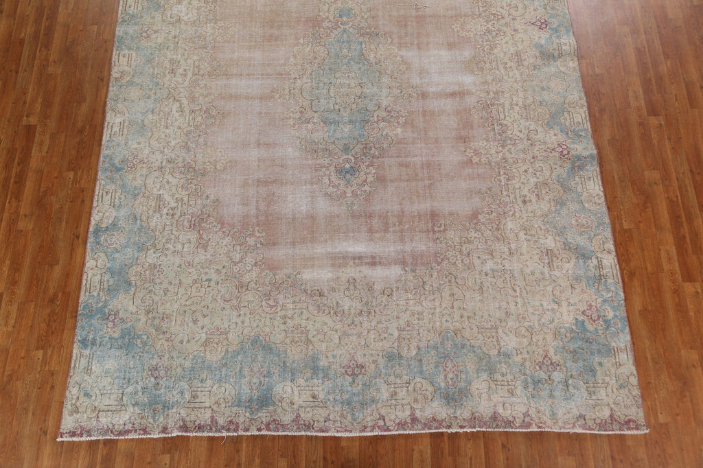 Distressed Wool Kerman Persian Area Rug 9x13