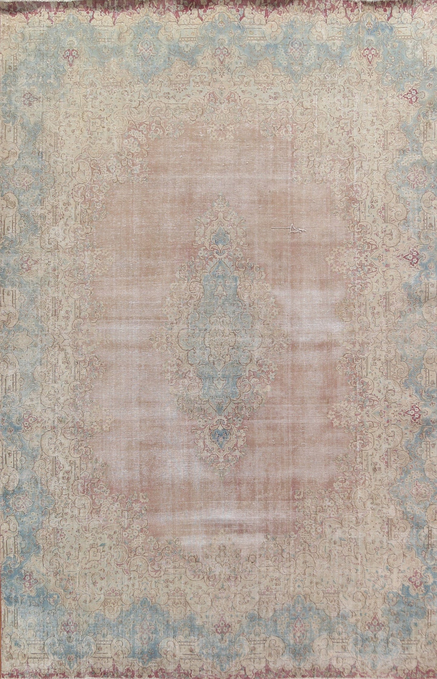 Distressed Wool Kerman Persian Area Rug 9x13