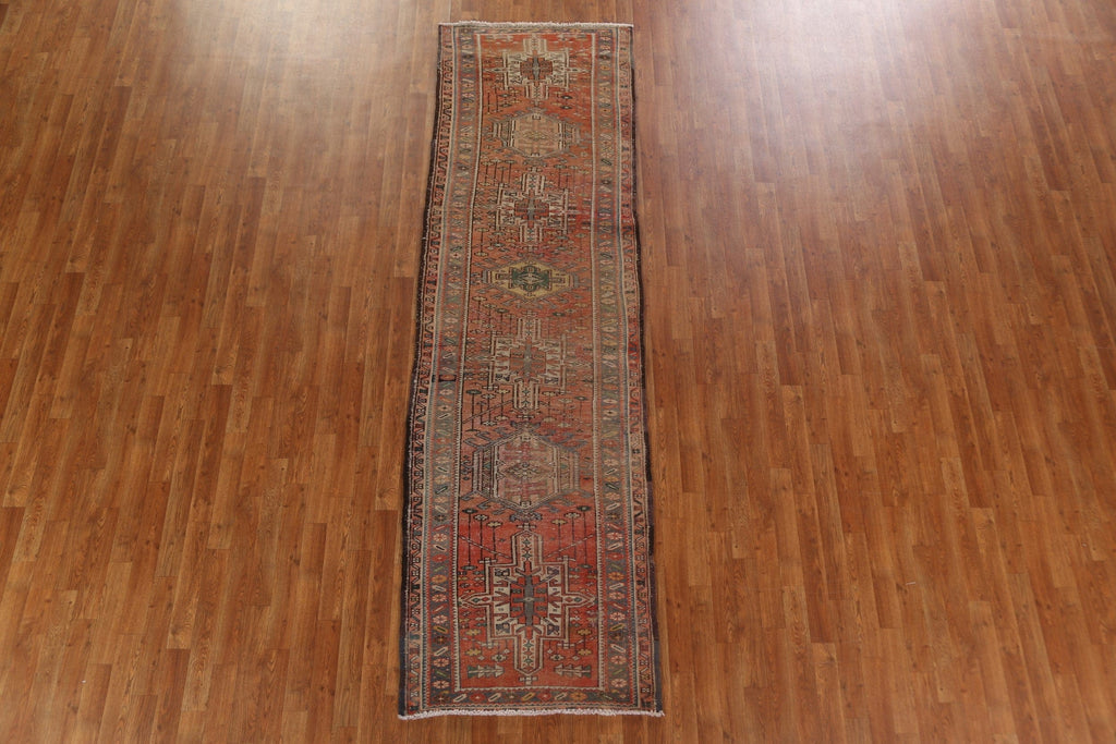 Tribal Geometric Gharajeh Persian Runner Rug 3x10