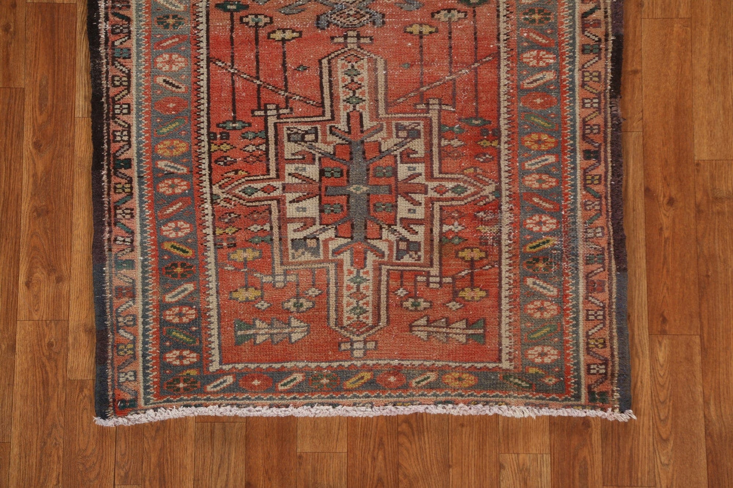 Tribal Geometric Gharajeh Persian Runner Rug 3x10