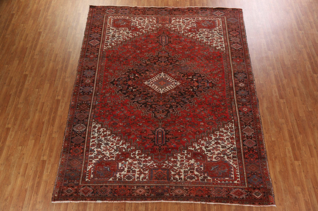 Vintage Geometric Heriz Persian Area Rug 10x12