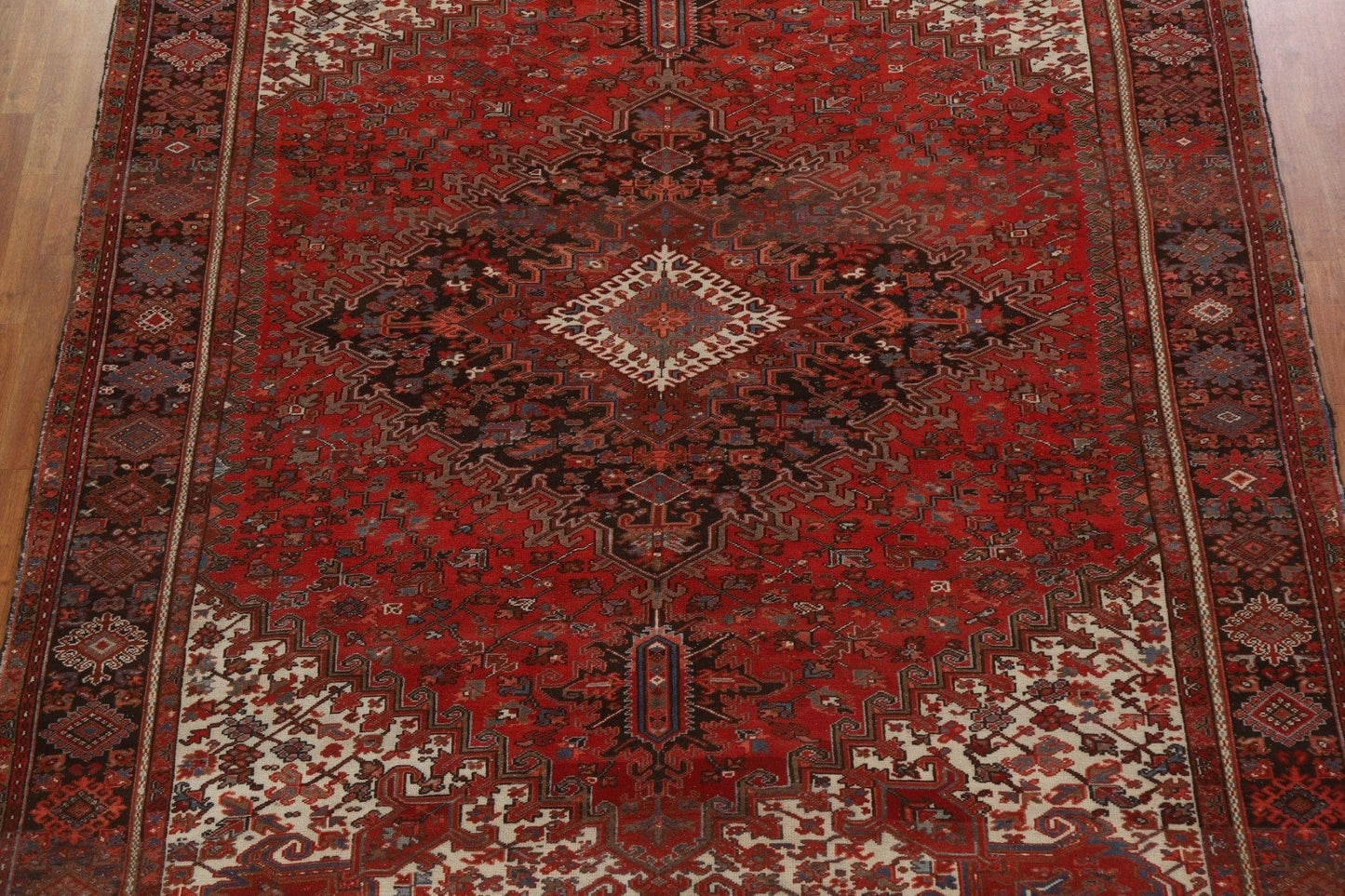 Vintage Geometric Heriz Persian Area Rug 10x12