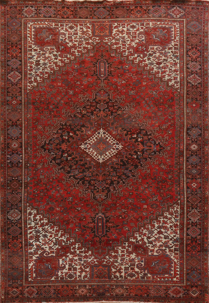 Vintage Geometric Heriz Persian Area Rug 10x12